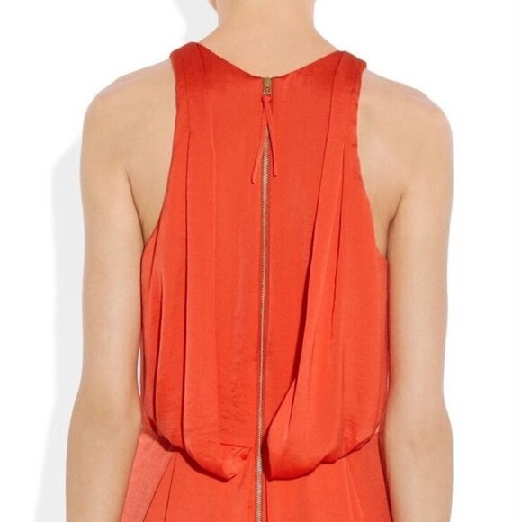 Rebecca Taylor Mini Dress 0 Halter Draped Back Sleeveless Orange Luxury Vacation - Picture 11 of 15